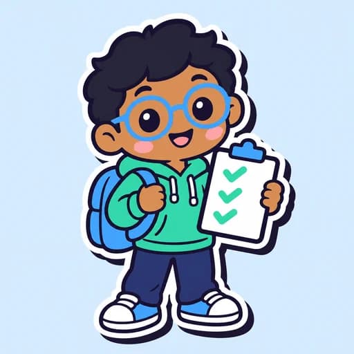 Uma criança seguindo uma lista com figuras para a rotina da manhã